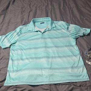 PGA Tour Men's Light Aqua Striped Polo